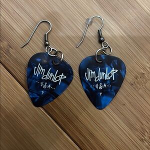 Jim Dunlop Blue Guitar Pick Earrings